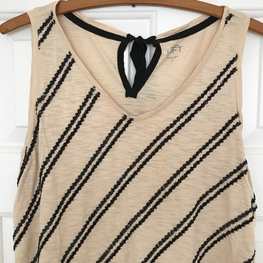 Loft cream and black sequin tank top